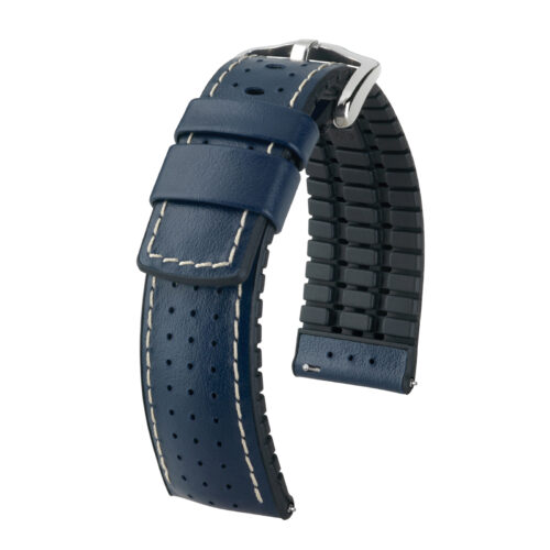 Hirsch watch leather strap TIGER L blue 20mm 0915075080-2-20