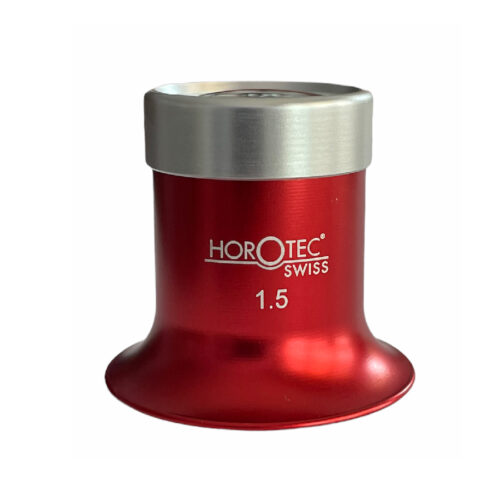 Horotec MSA 00.031-1.5 eyeglass loupe in aluminium anodised red with screwed ring x6.5