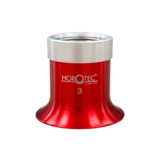 Horotec MSA 00.031-3 eyeglass loupe in aluminium anodised red with screwed ring x3.5