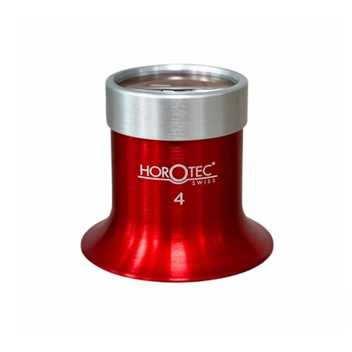Horotec MSA 00.031-4 Eyeglass Loupe in Aluminium Anodised Red with Screwed Ring x2.5