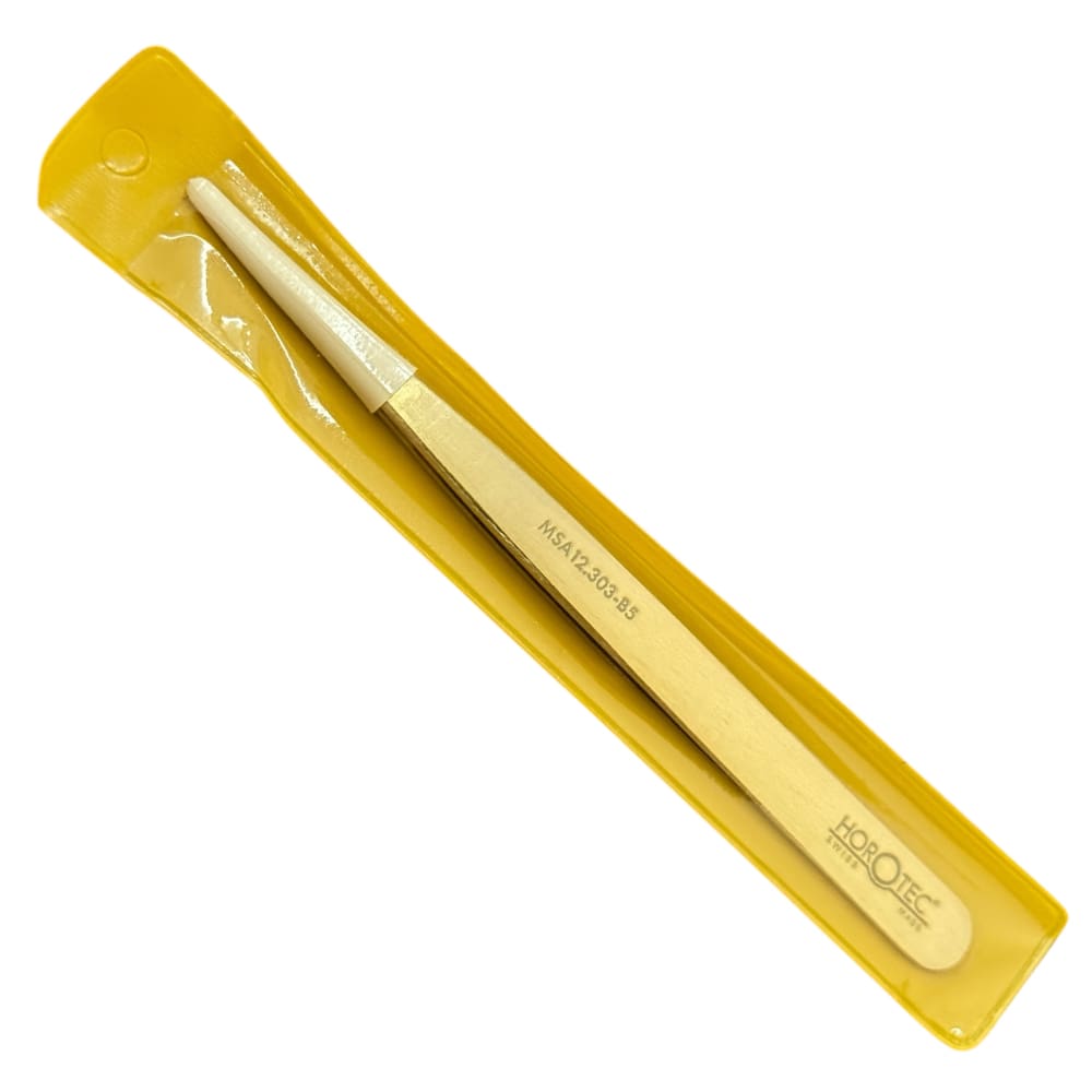 Horotec MSA12.303-B5 brass strong pointed tweezer, 100% anti-magnetic, 125mm - Image 2