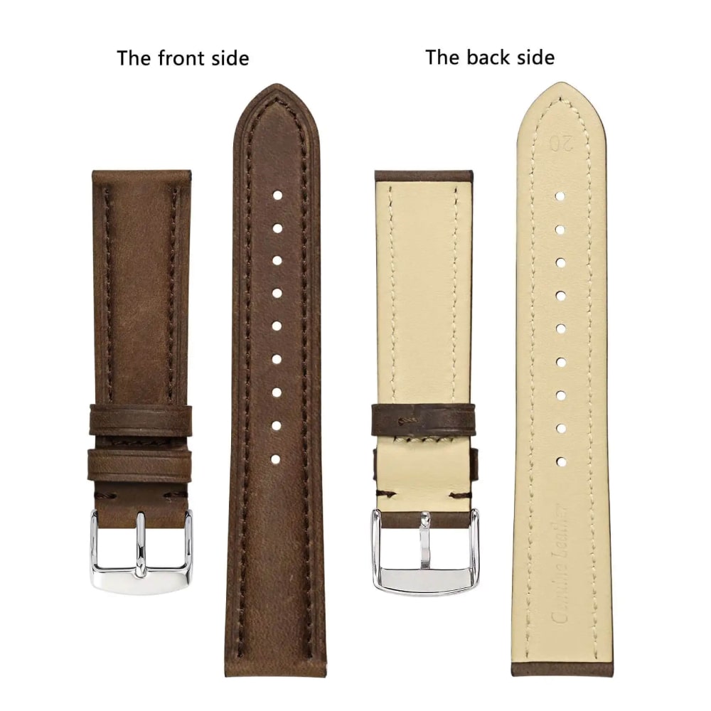 Leather brown watch strap 20 mm - Image 2