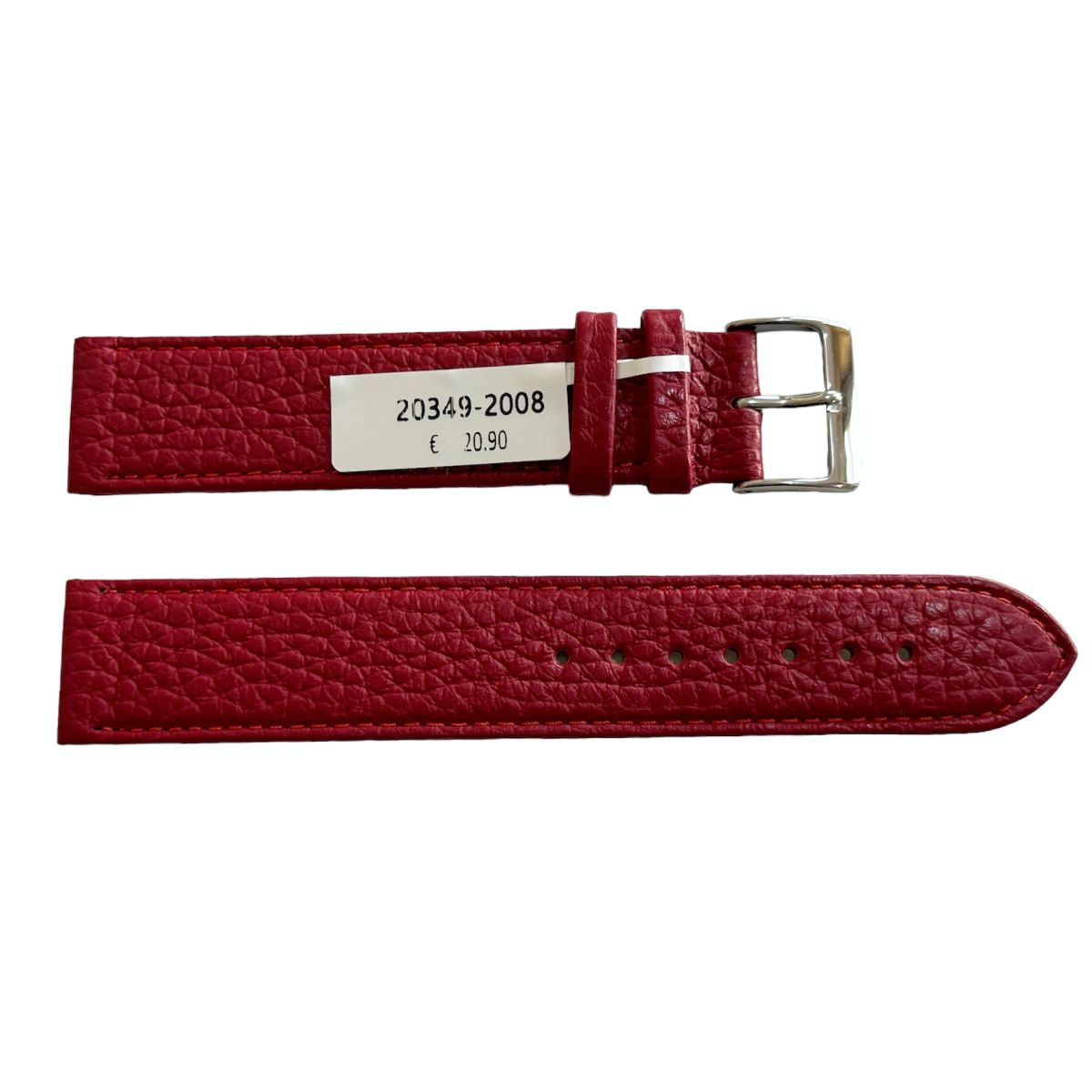XL dark red watch leather strap with silver tone buckle 20mm