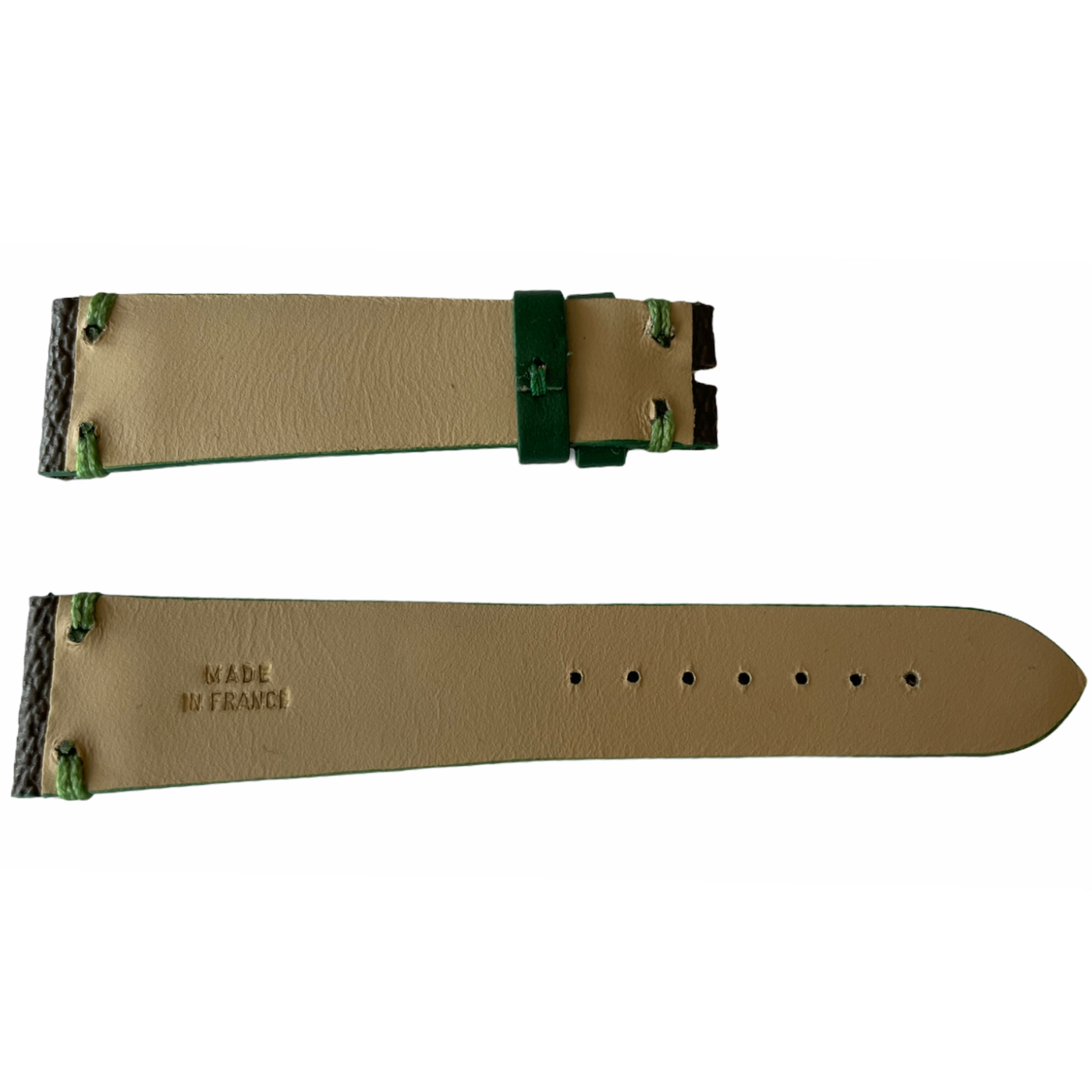 Louis Vuitton monogram leather strap for watches brown & green 20mm - Image 2