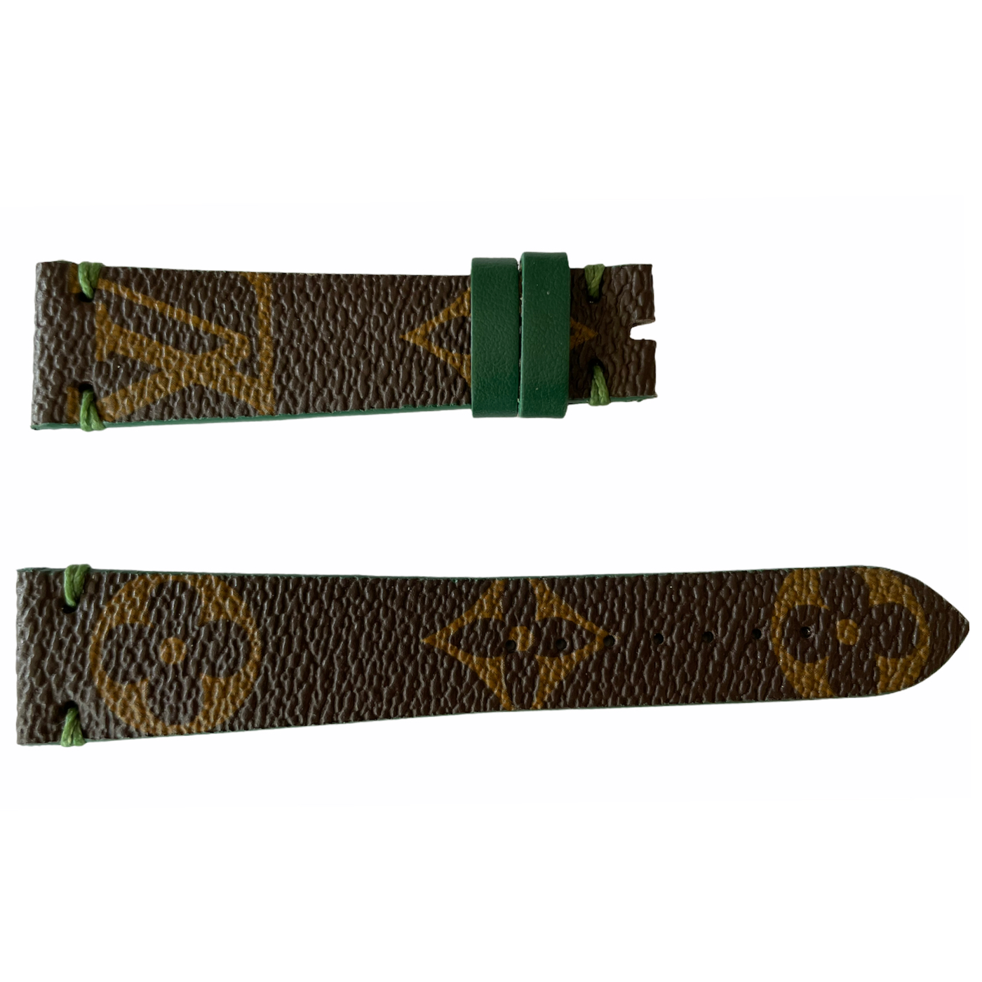 Louis Vuitton monogram leather strap for watches brown & green 20mm