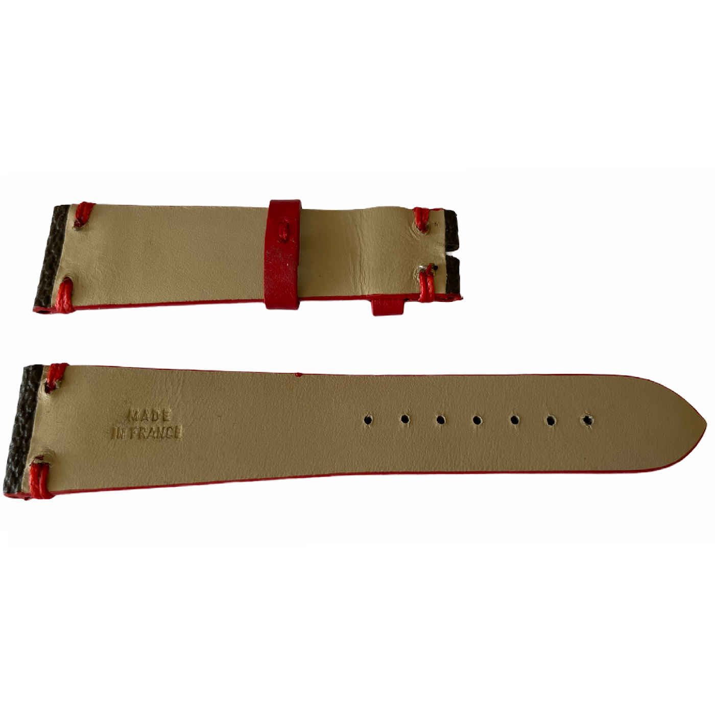 Louis Vuitton monogram leather strap for watches brown & red 20mm - Image 2