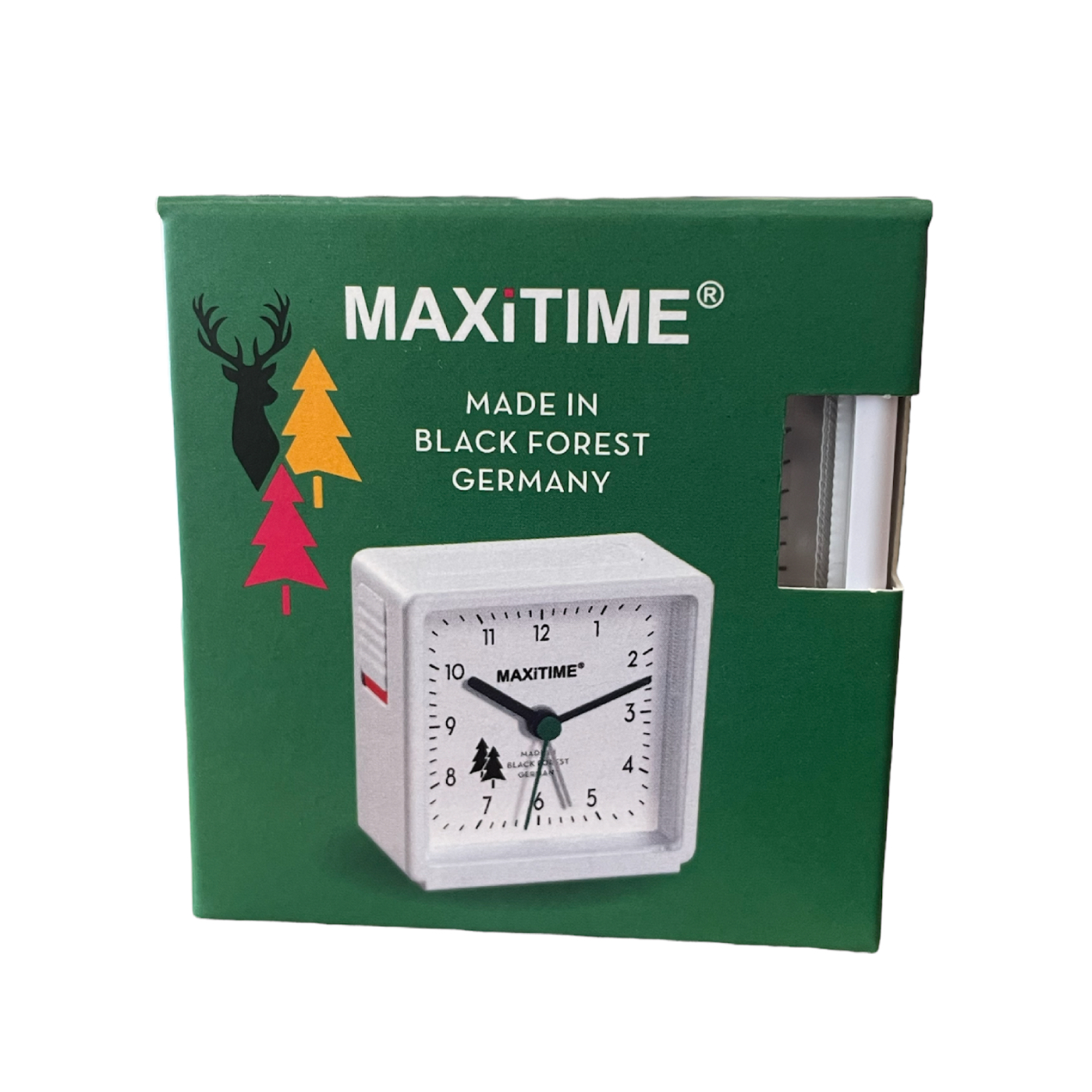 Maxitime Black Forest quartz alarm clock with light and snooze button, housing white, white dial - Image 3
