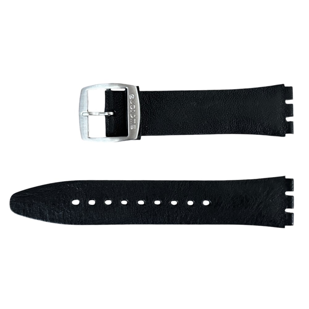 New black leather Swatch strap ASS07S100, ASS07S100C, 20mm