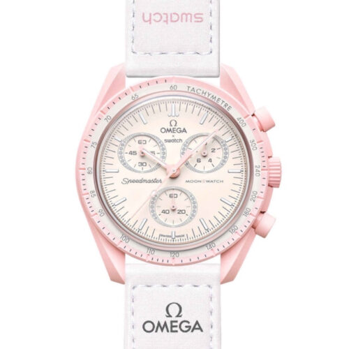 New SWATCH Omega Mission to Venus chronograph pink watch 2023