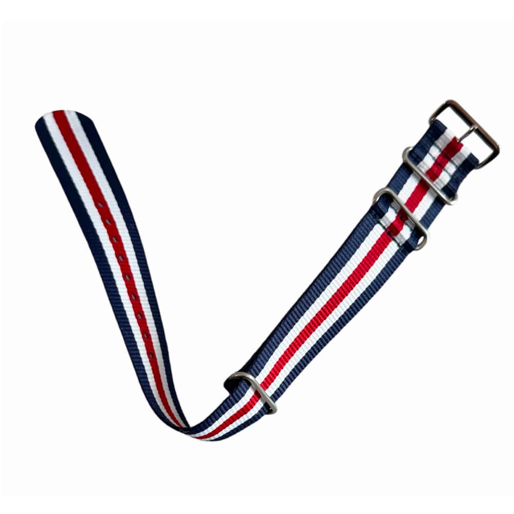 Nylon watch NATO strap blue, red and white, 20mm - Image 2