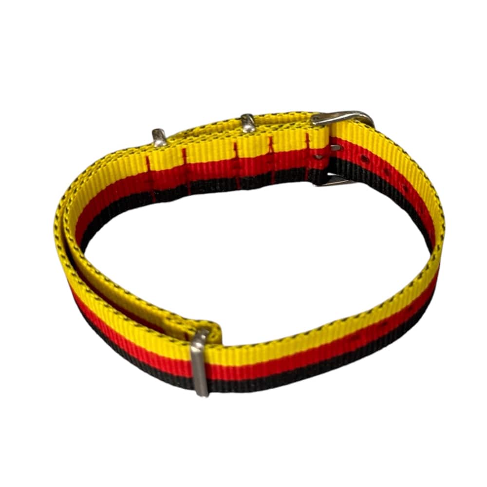 Nylon watch NATO strap in black, red and yellow, 20mm - Image 2