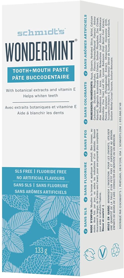 Schmidt's Wondermint tooth+mouth paste 133g