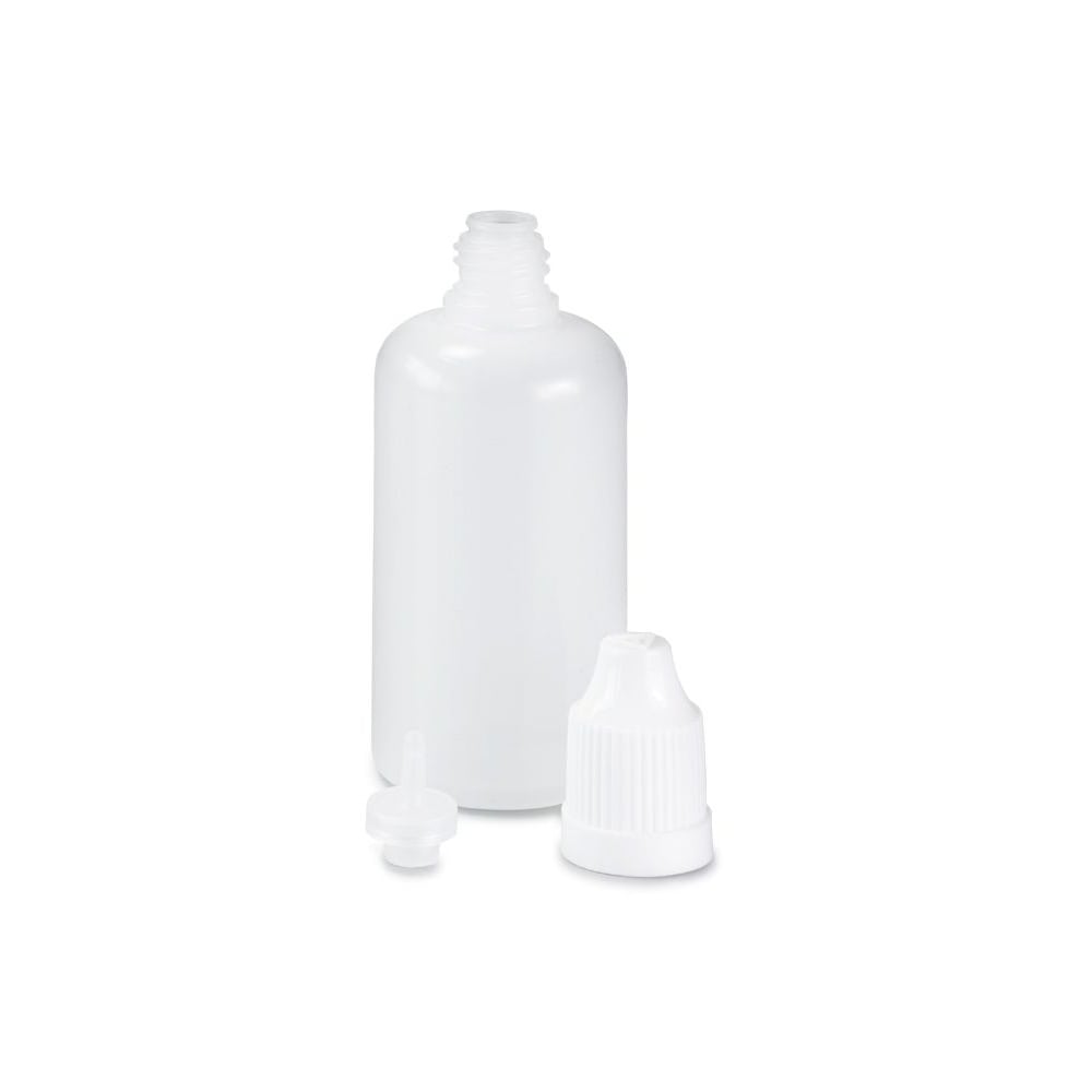 Set of 9 bottles, 5 - 50 ml, white with caps, dosing aids and funnel - Image 5