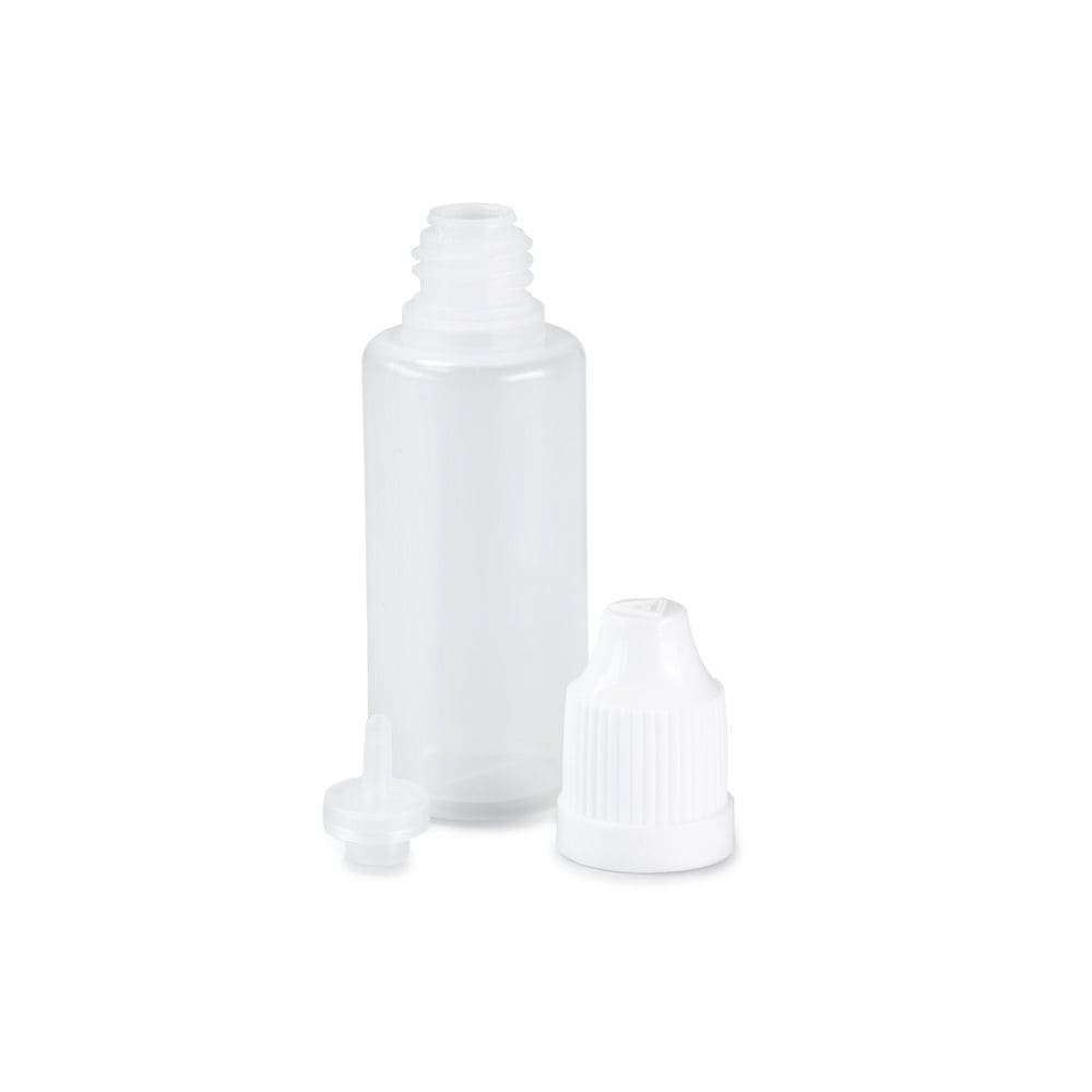 Set of 9 bottles, 5 - 50 ml, white with caps, dosing aids and funnel - Image 6