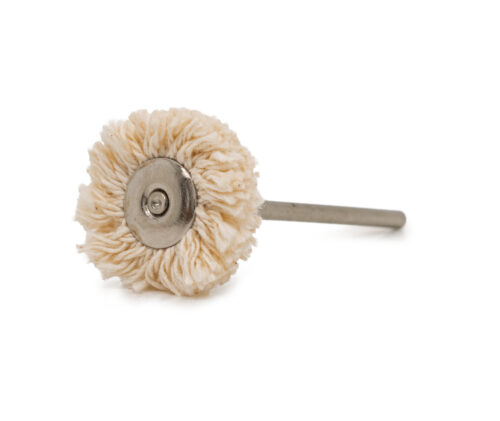 Small buff coarse cotton thread polishing wheel brush Ø 22 mm, HP shaft