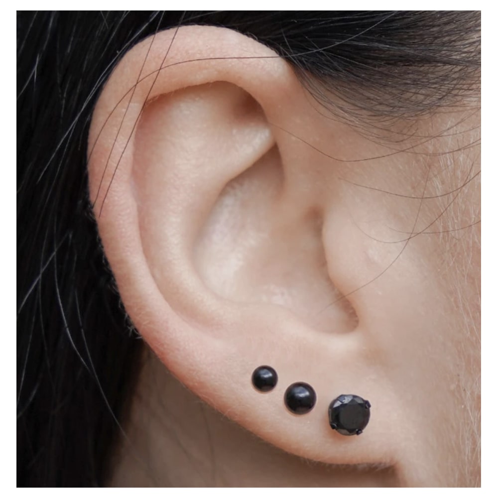 Studex black ball earrings, 4mm, 7517-0300 - Image 3