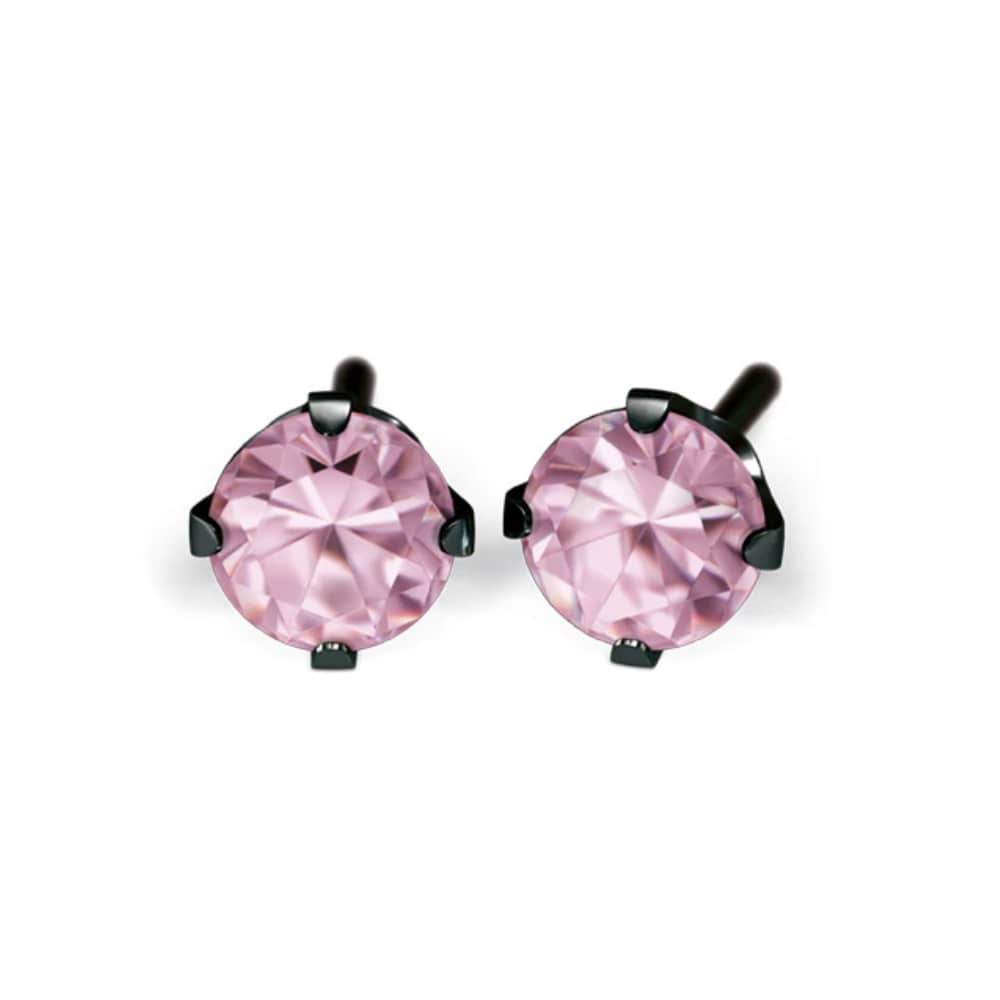 Studex black steel Earrings with Pink Cubic zirconia, 4mm, 7517-0150