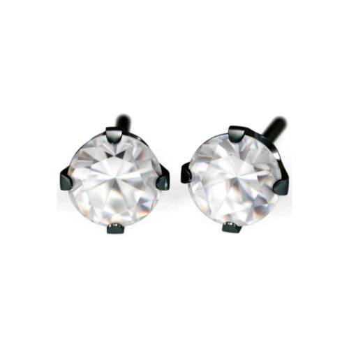 Studex black steel Earrings with White Cubic zirconia, 4mm, 7517-0100