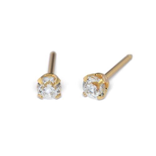 Studex Gold-Plated Baby Tiffany with cubic zircon Earrings, 3mm, 7511-0100