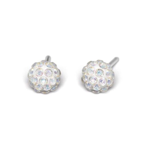 Studex silver fireball earrings  with white color stones, 4.5mm, 7522-0315