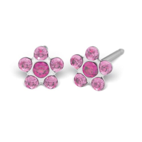 Studex silver Light Rose Fuchsia Flower Earrings, 5mm 7512-6023