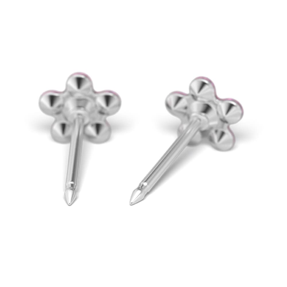 Studex silver Light Rose Fuchsia Flower Earrings, 5mm 7512-6023 - Image 3