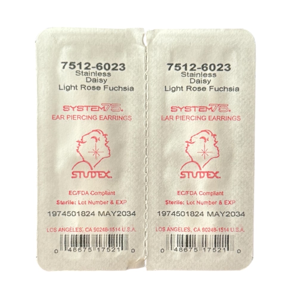 Studex silver Light Rose Fuchsia Flower Earrings, 5mm 7512-6023 - Image 5