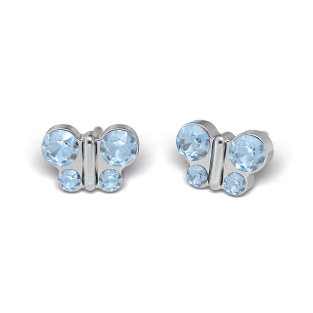 Studex steel Butterfly Mar Aquamarine Earrings, 8mm 7524-2003