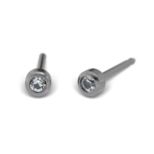 Studex Titanium Earrings with April Crystal stone, 2mm, 7533-0204