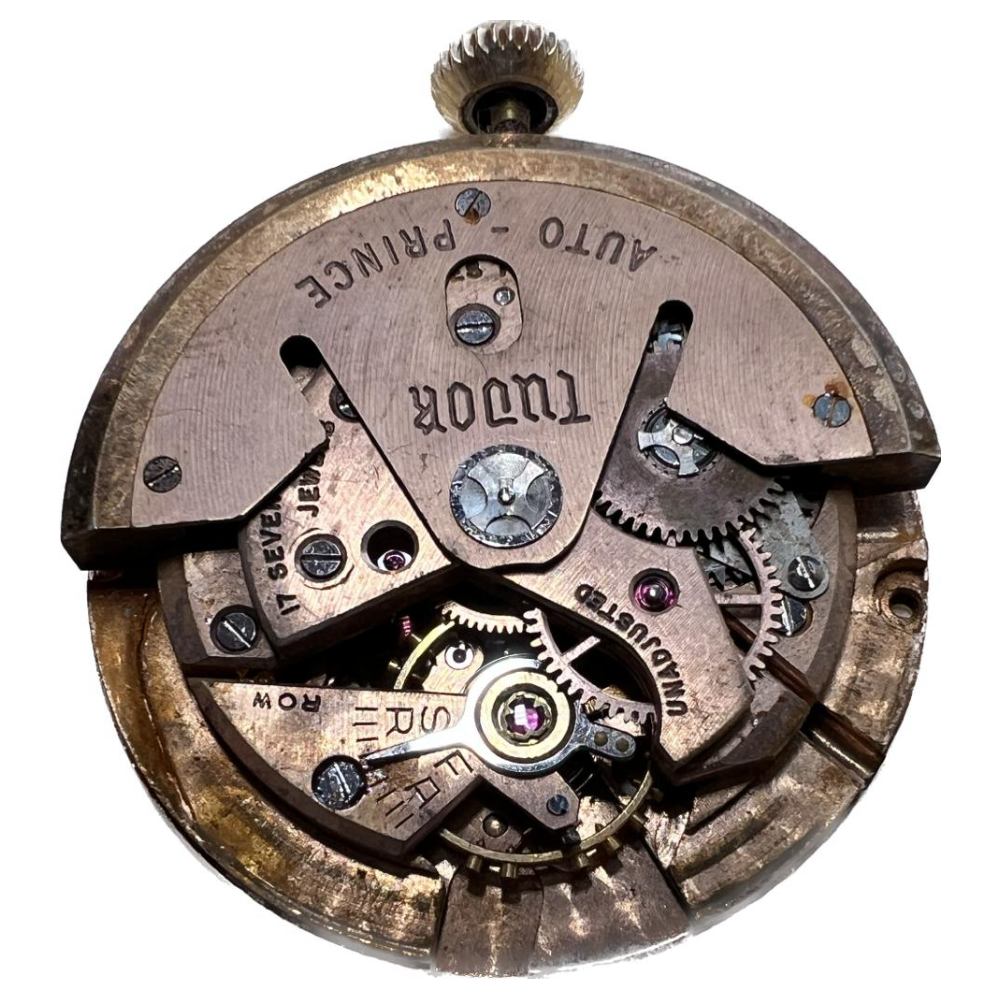Tudor Oyster Prince caliber 390 automatic movement with dial and gold tone hands for repair or parts - Image 3