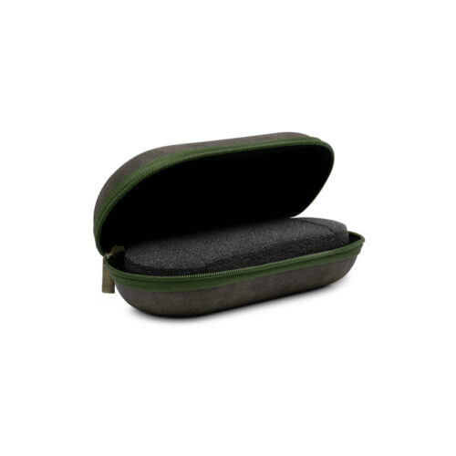Watch Box hard case, vintage design leather imitation, gray/khaki green
