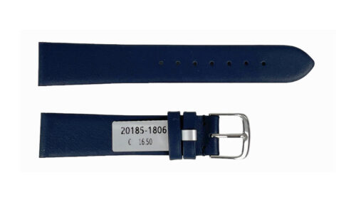 Waterproof dark blue leather watch strap 18 mm