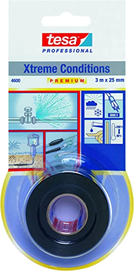 tesa 4600 Self Amalgamating Tape for Extreme Conditions, 25mm x 3m - Black