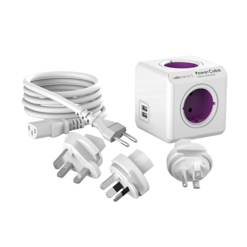 PowerCube ReWirable 2 USB Ports, 4 Power sockets 3 plugs UK, USA, Australia 100–250 V 1,5 m