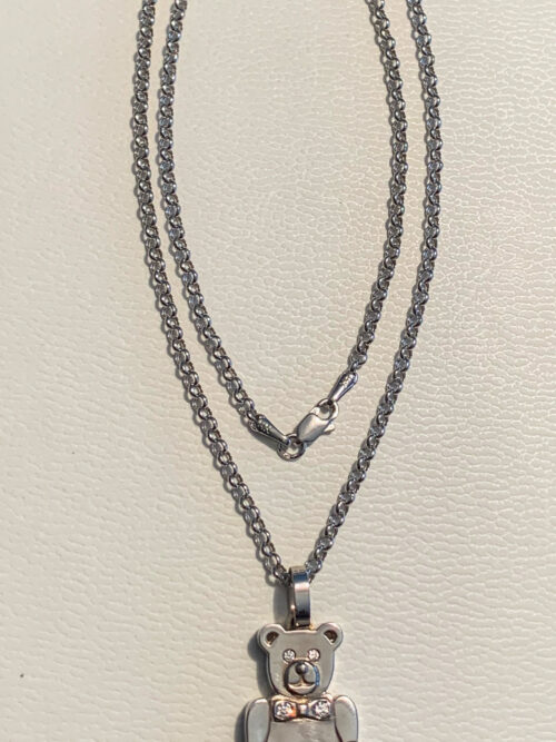 Charme Teddy Bear Pendant 14k White Gold with necklace jewelry for ladies