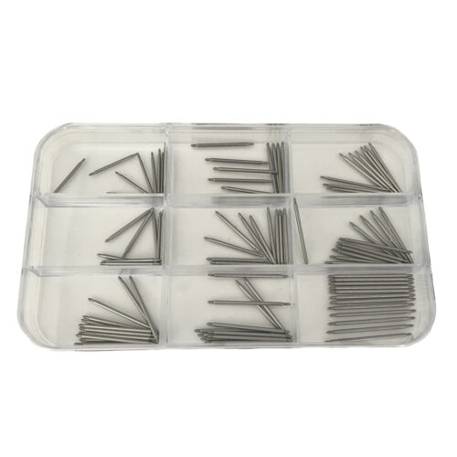 Assortment of long spring bars, stainless steel, Ø 1,5 and 1,8 mm, length 24 - 38 mm, 108 pieces