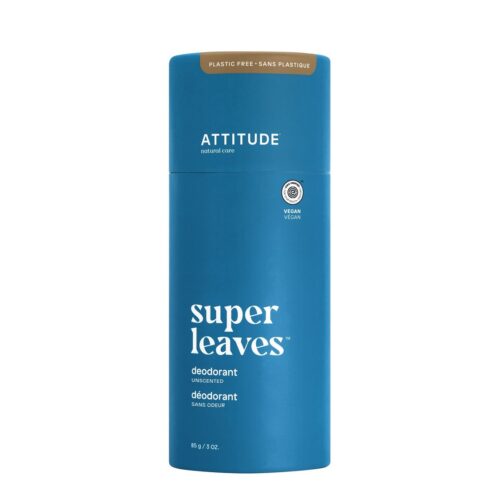 ATTITUDE Super Leaves, Plastic-Free Deodorant, Unscented