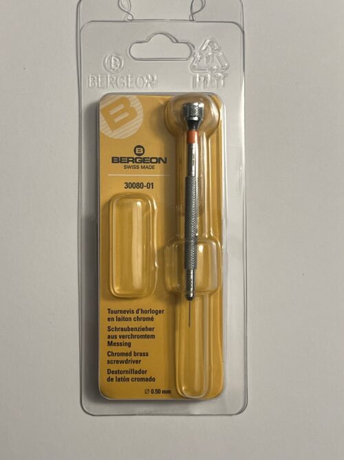 Bergeon 30080-01 Watchmaker Screwdriver 0.50mm Chromium-Plated Swiss Precision Tool (Orange)