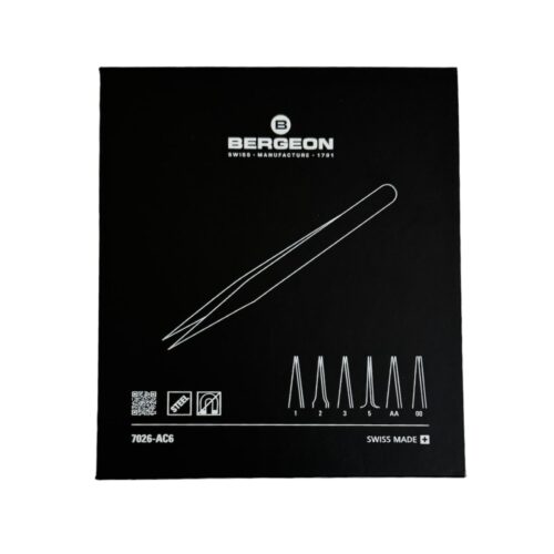 Bergeon 7026-AC6 set of 6 steel precision antimagnetic tweezers in box
