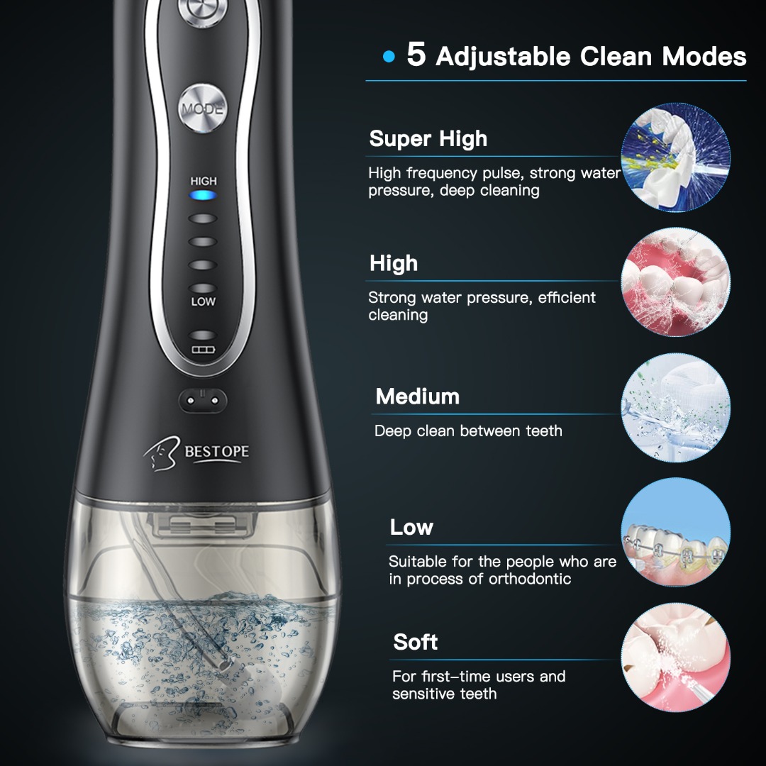 BESTOPE Electric Water Flosser, Black - Image 2