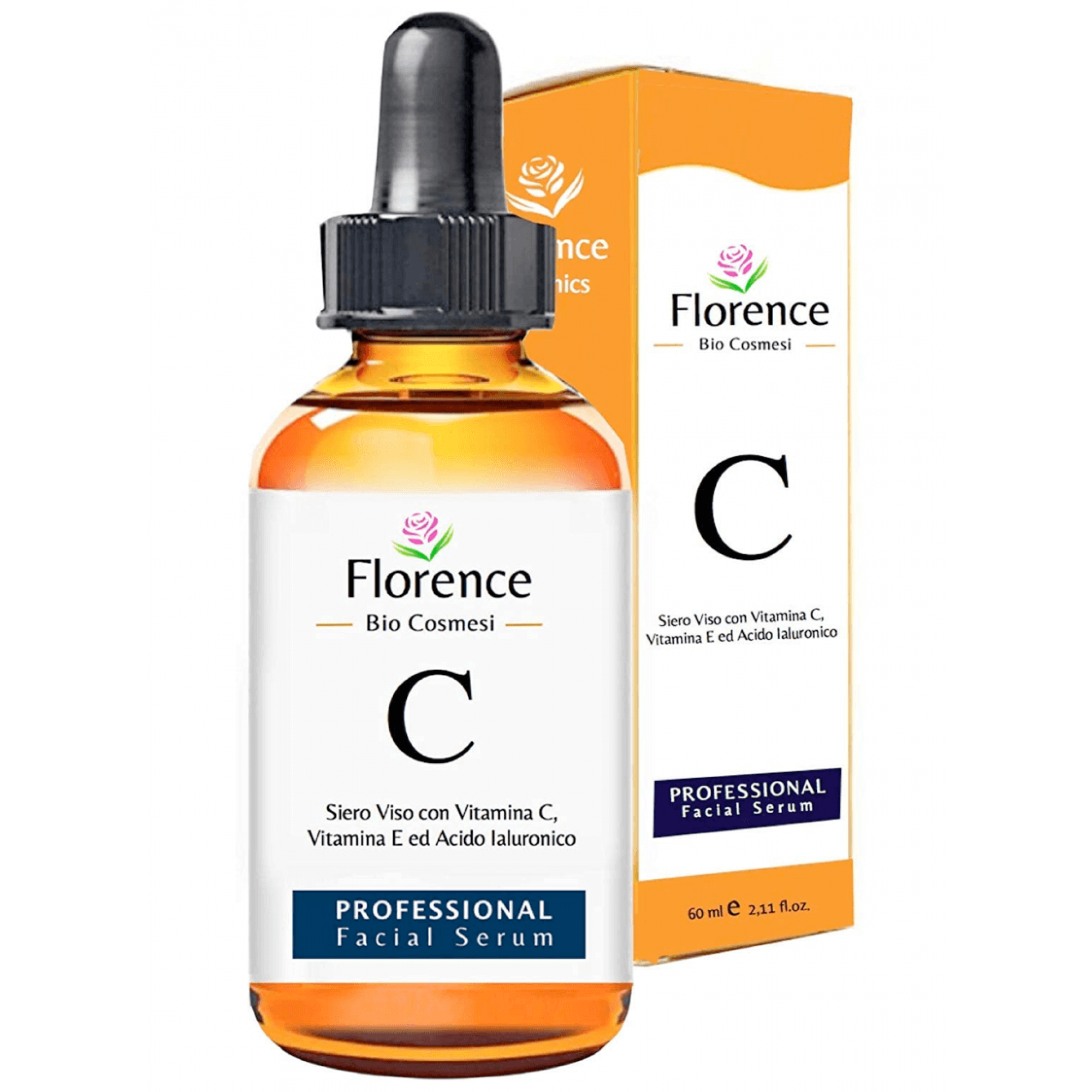Organic Vitamin C Serum & Hyaluronic Acid for Face, Neck and Eye contour 60 ml. Florence Organics