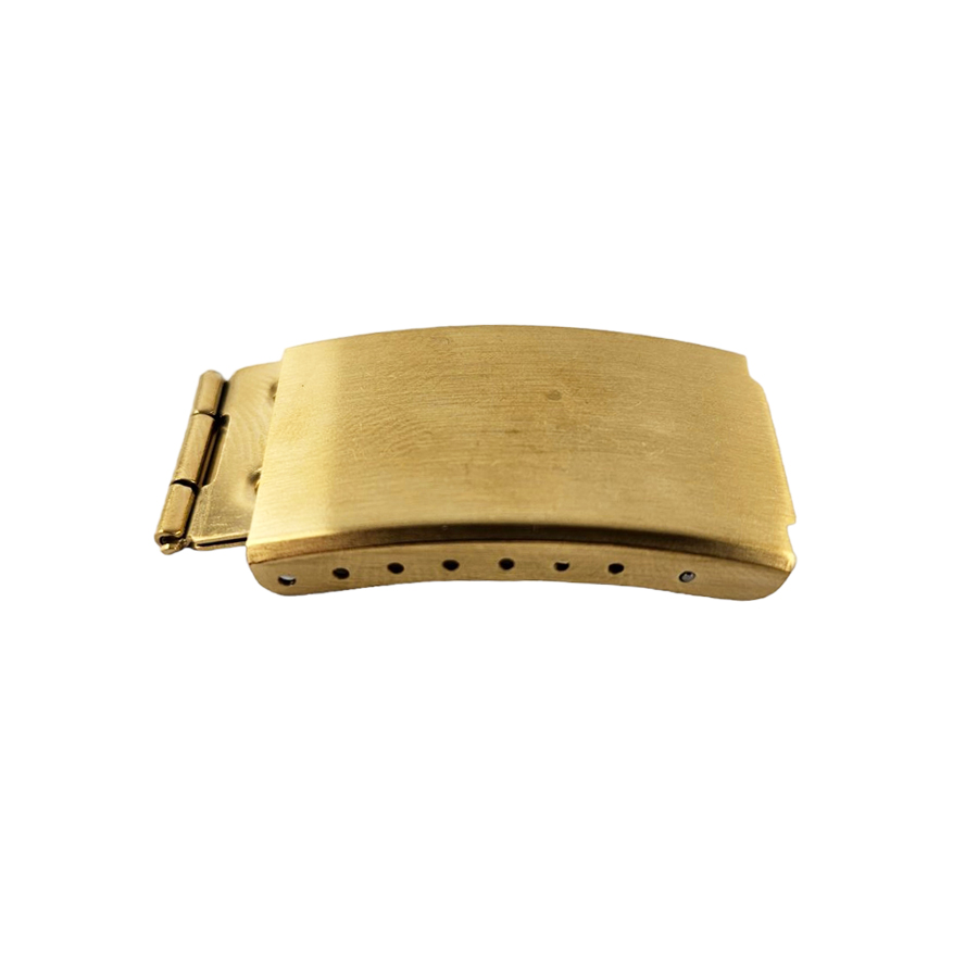 Gold plated stainless steel folding clasp for metal bracelets 18 mm