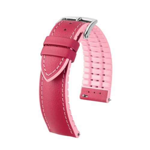 Hirsch LINDSEY pink, rose ladies leather & rubber watch strap 20mm 0922202125-2-20