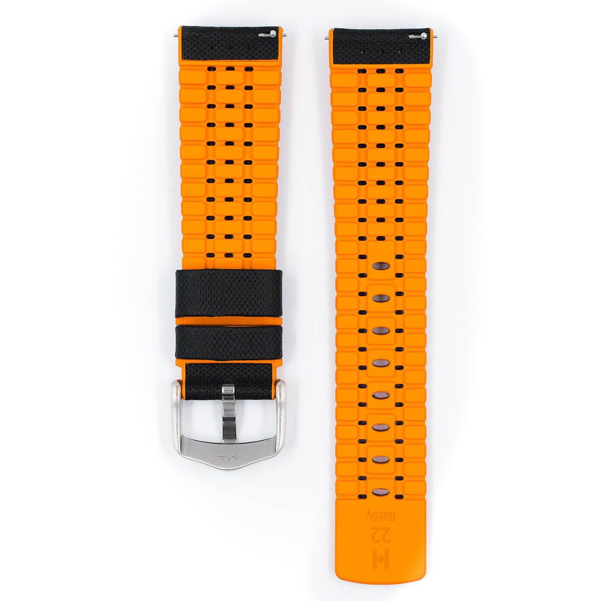 Hirsch Robby L black and orange calf leather watch strap 20 mm 0917694050-4-20 - Image 3