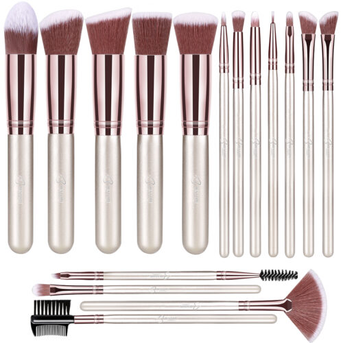 BESTOPE Makeup Brushes 16 Pcs Makeup Brush Set, Champagne Gold
