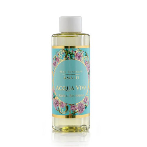 Max Benjamin Amalfi Acqua Viva Diffuser Refill, Aqua, 4.5 x 4.5 x 24 cm