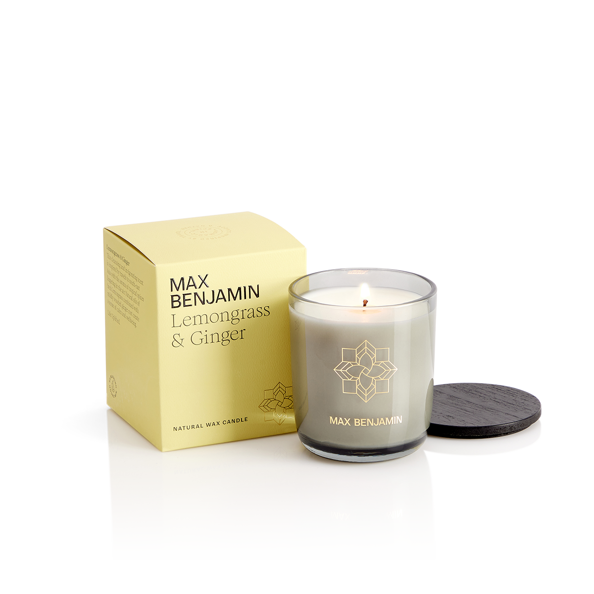 Max Benjamin Luxury Natural Candle & Lid – Lemongrass & Ginger