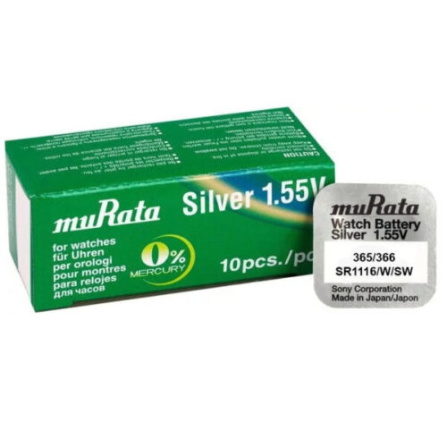 Murata/ Sony 365/366 batteries for quartz watches with silver oxides 1.55 volts