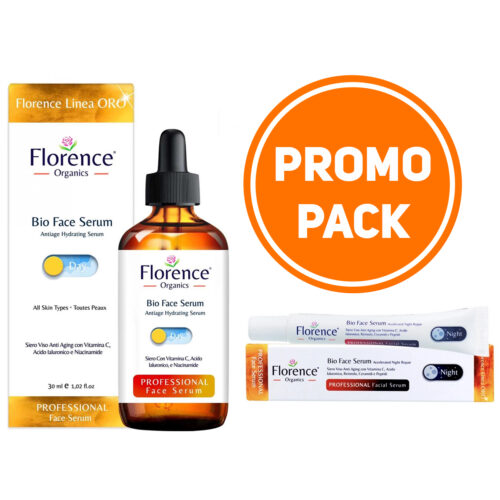 2 PACK Organic Day and Night Vitamin C & Hyaluronic Acid Serum for Face, Neck and Eye contour 30 ml. Florence Organics,  good till February 2026