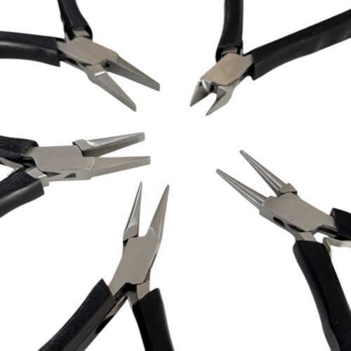 Set of 5 of pliers for jewelers and watchmakers, 130 mm